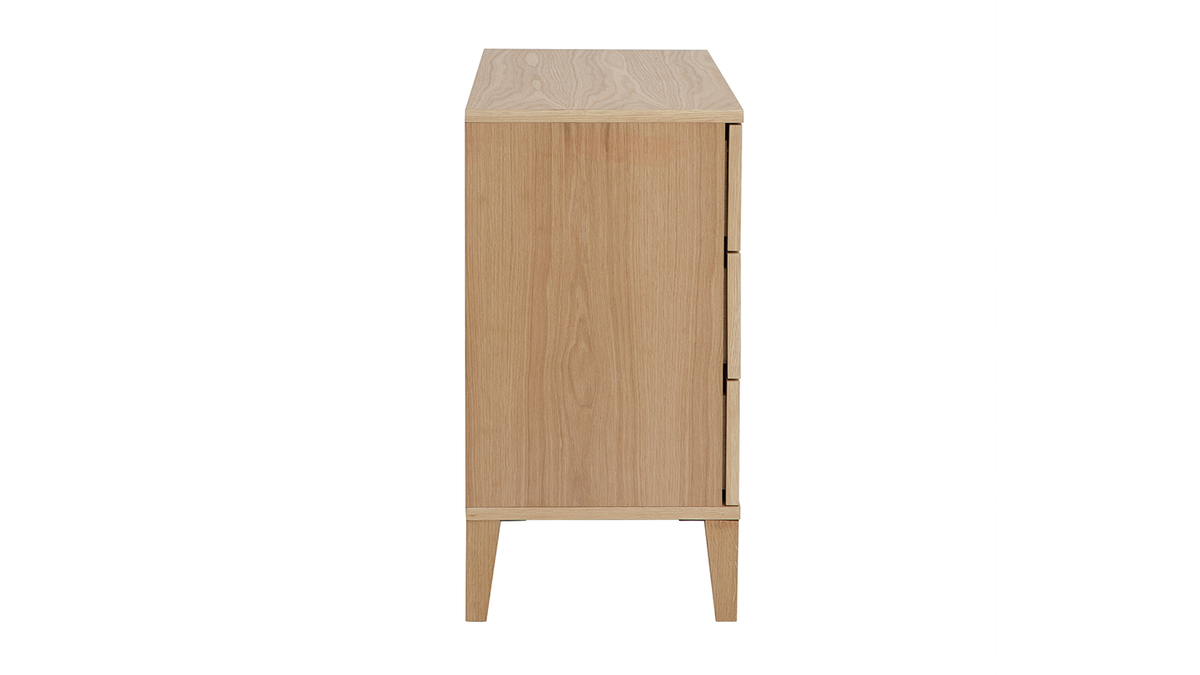Commode scandinave en bois clair chêne 3 tiroirs L80 cm FREDDY