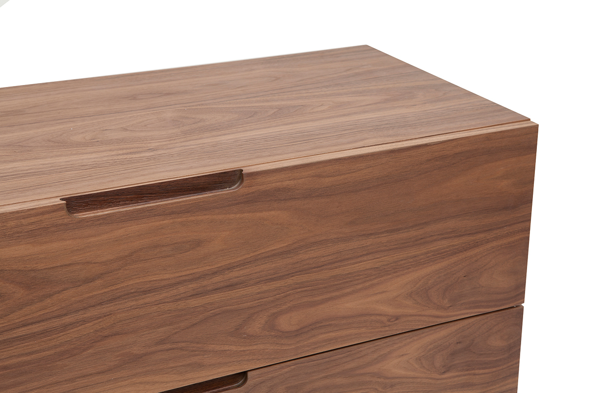 Commode vintage en bois fonc noyer 3 tiroirs L100 cm ARGAN