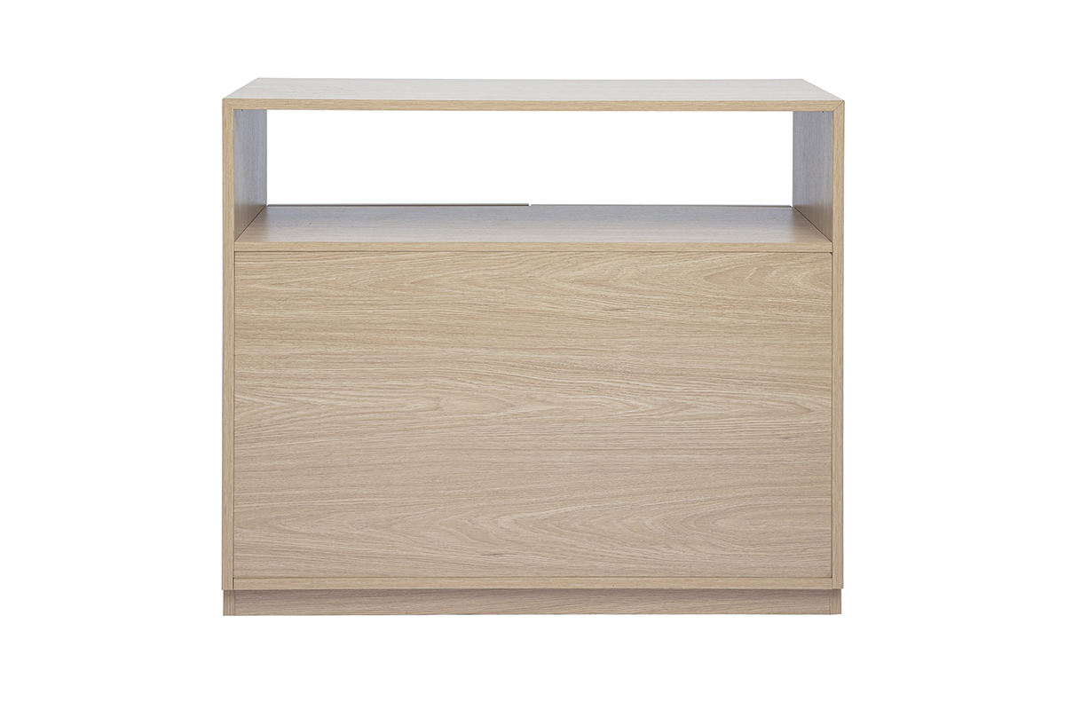 Console en bois clair avec tiroirs, vue de dos, mod�le RUBINA.