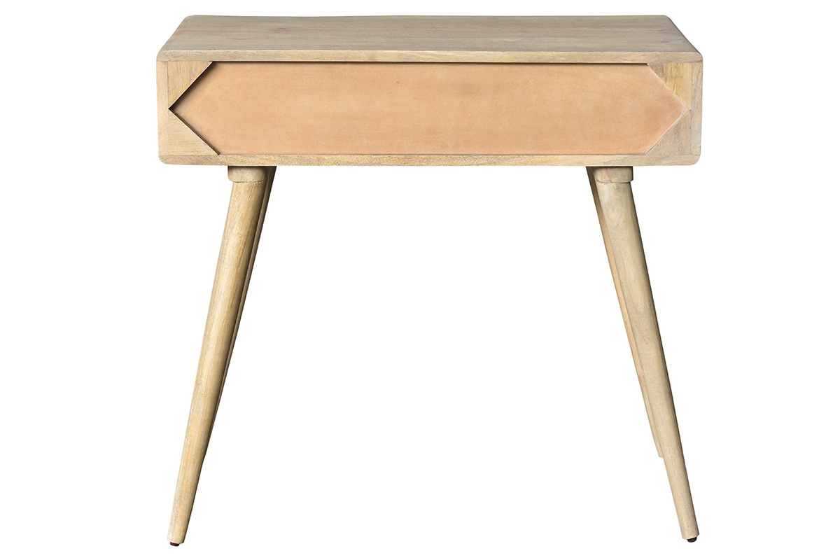 Console bois manguier massif et cannage de rotin L80 cm ACANGE