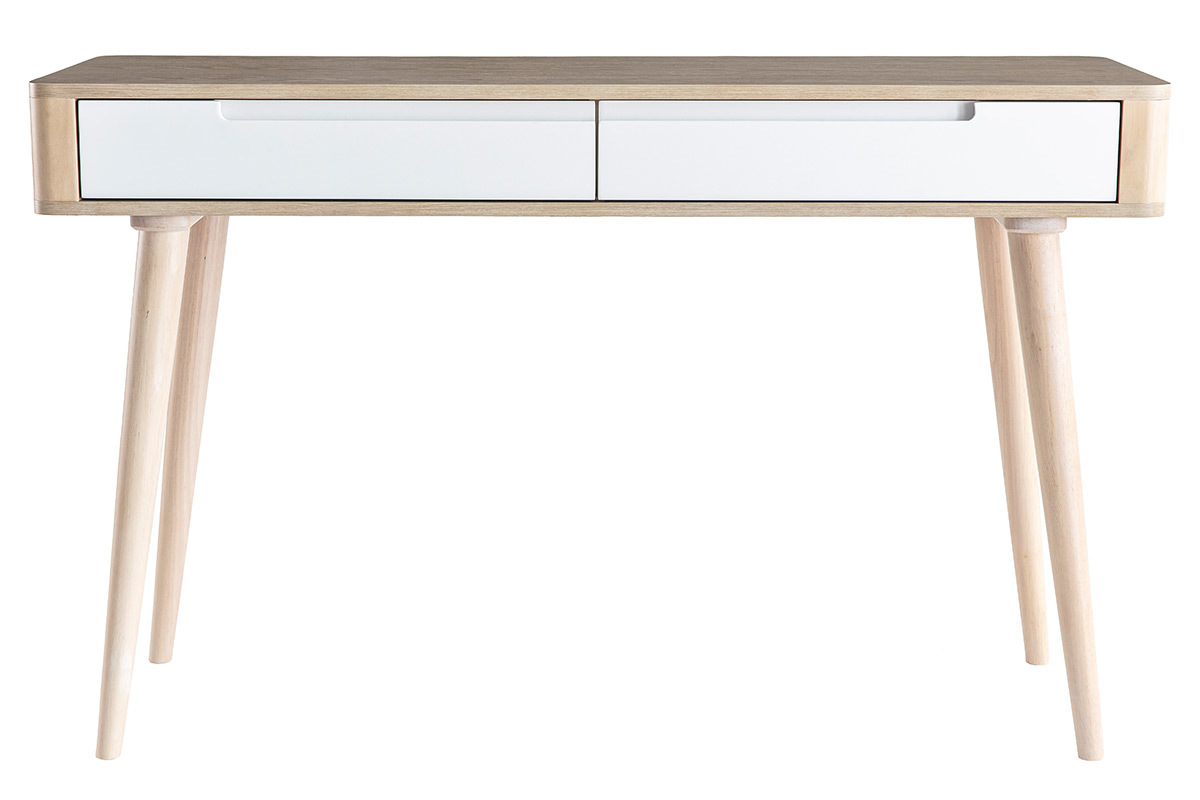 Console-bureau scandinave fr�ne clair et blanc GOTLAND