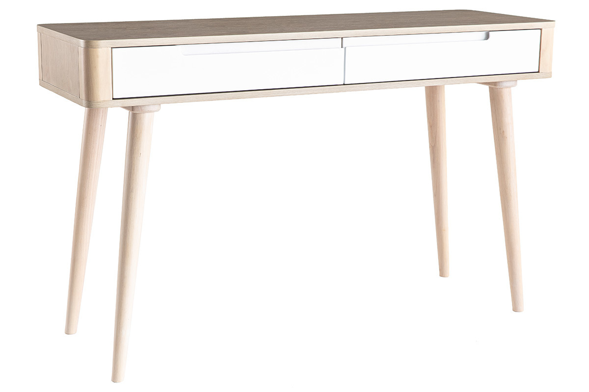 Console-bureau scandinave fr�ne clair et blanc GOTLAND