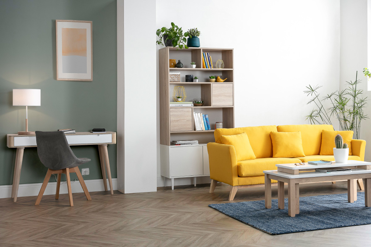 Console-bureau scandinave fr�ne clair et blanc GOTLAND