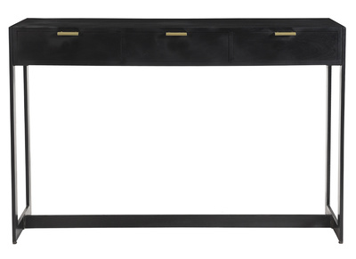 Console design avec 3 tiroirs noir et doré L115 cm AVIDAN
