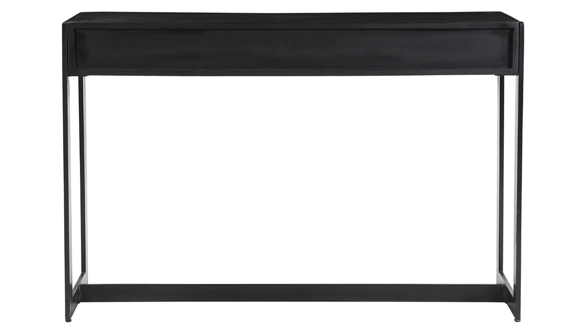 Console design avec rangements 3 tiroirs noire et mtal L115 cm AVIDAN