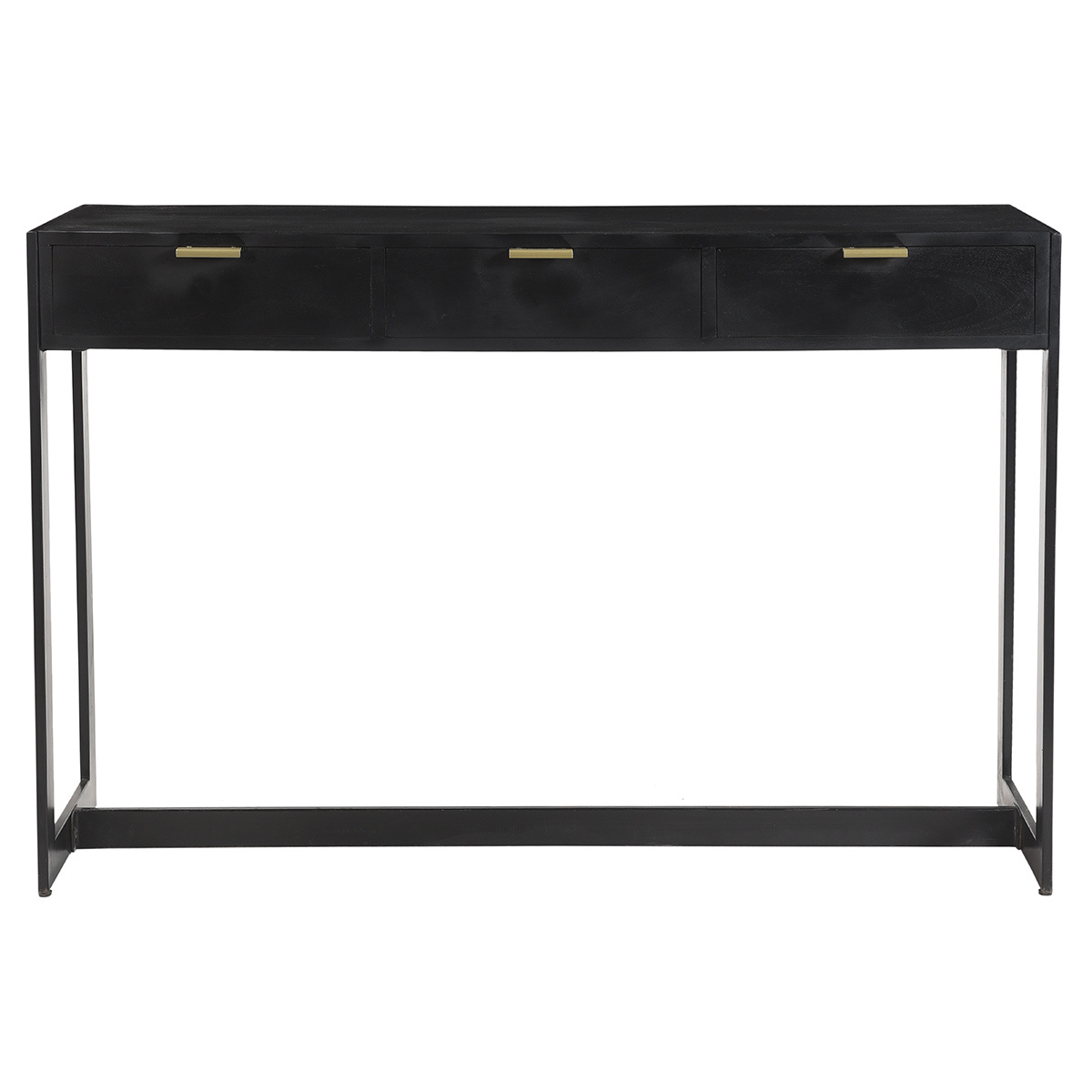 Console design avec rangements 3 tiroirs noire et métal L115 cm AVIDAN Console design avec rangements 3 tiroirs noire et métal L115 cm AVIDAN