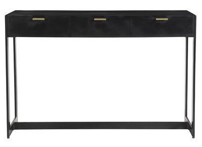 Console design avec rangements 3 tiroirs noire et métal L115 cm AVIDAN