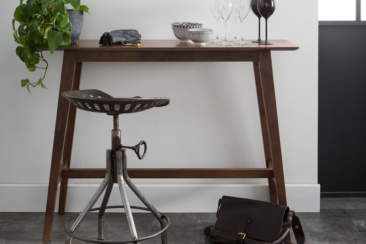 Console design bois fonc� noyer L120 cm RUSSELL