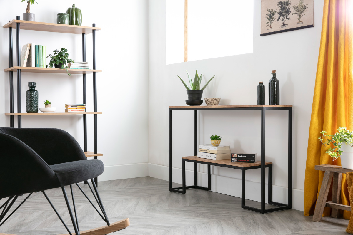 Console en acacia massif et m�tal L115 cm GRENELLE