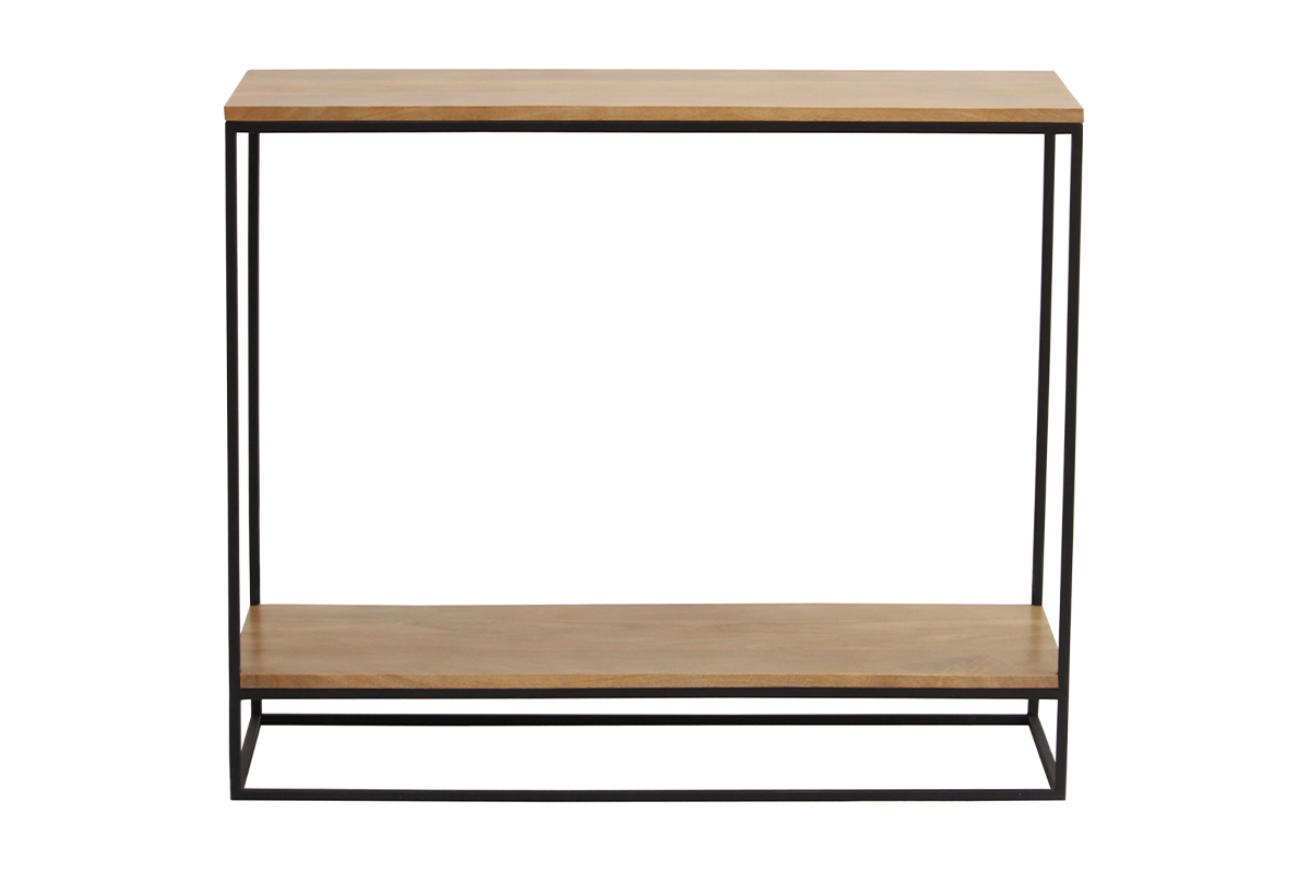 Console en bois clair manguier massif et mtal noir L90 cm IGGY