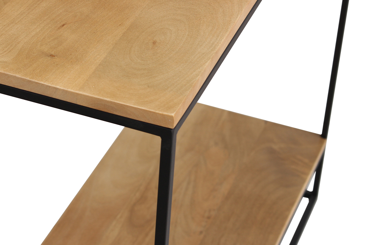 Console en bois clair manguier massif et mtal noir L90 cm IGGY