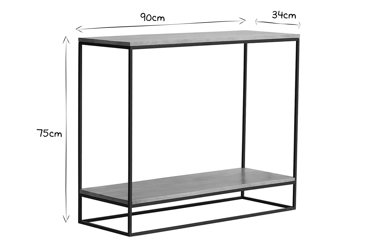 Console en bois clair manguier massif et mtal noir L90 cm IGGY