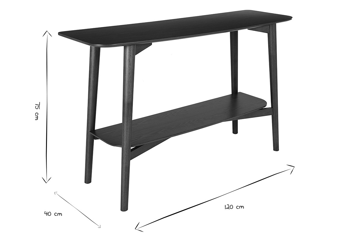 Console en bois noir et blanc avec dimensions 120x40x75 cm.