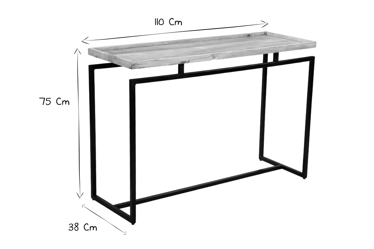 Console en bois manguier massif et m�tal noir L110 cm FRAME
