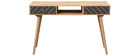 Console en manguier massif avec tiroirs anthracite et doré L120 cm WALTER