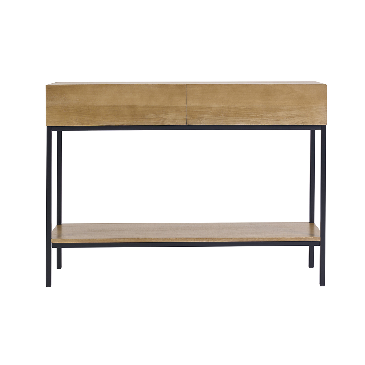 Console industrielle avec rangements 2 tiroirs en bois manguier massif et métal noir L110 cm YPSTER Console industrielle avec rangements 2 tiroirs en bois manguier massif et métal noir L110 cm YPSTER