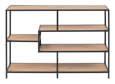 Console industrielle m&eacute;tal noir et bois L114 cm TRESCA