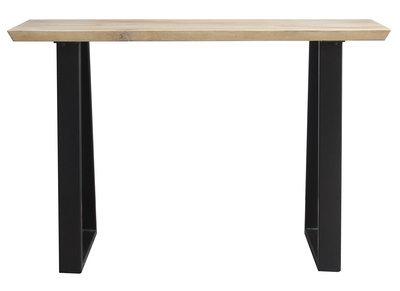 Console moderne en manguier massif et m&eacute;tal noir L120 cm VIJAY