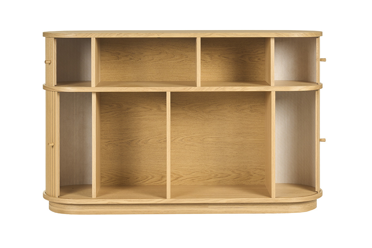 Console vintage en bois clair ch�ne avec portes coulissantes L120 cm EPIC