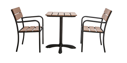 Salon de jardin avec table bistrot et 2 chaises noir et bois PUB