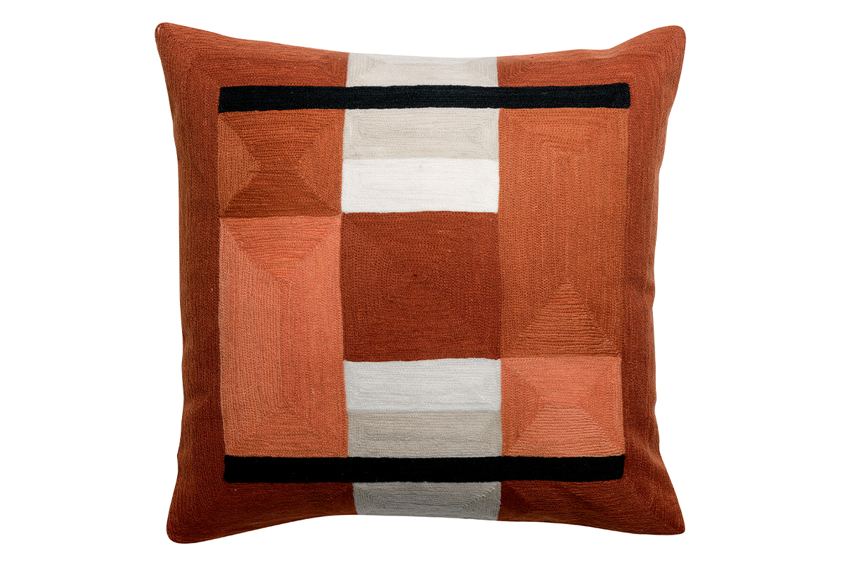 Coussin � motifs brod� rouge 45 x 45 cm KUBY