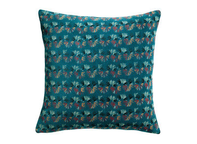 Coussin &agrave; motifs velours bleu 45 x 45 cm PAON