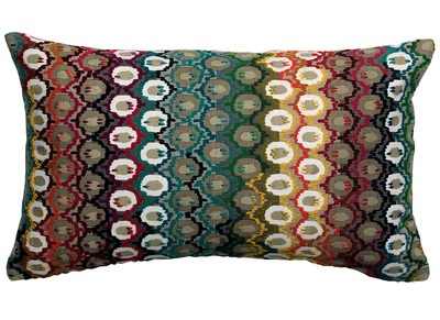 Coussin brod&eacute; en coton motif multicolore 30 x 50 cm CAPRI