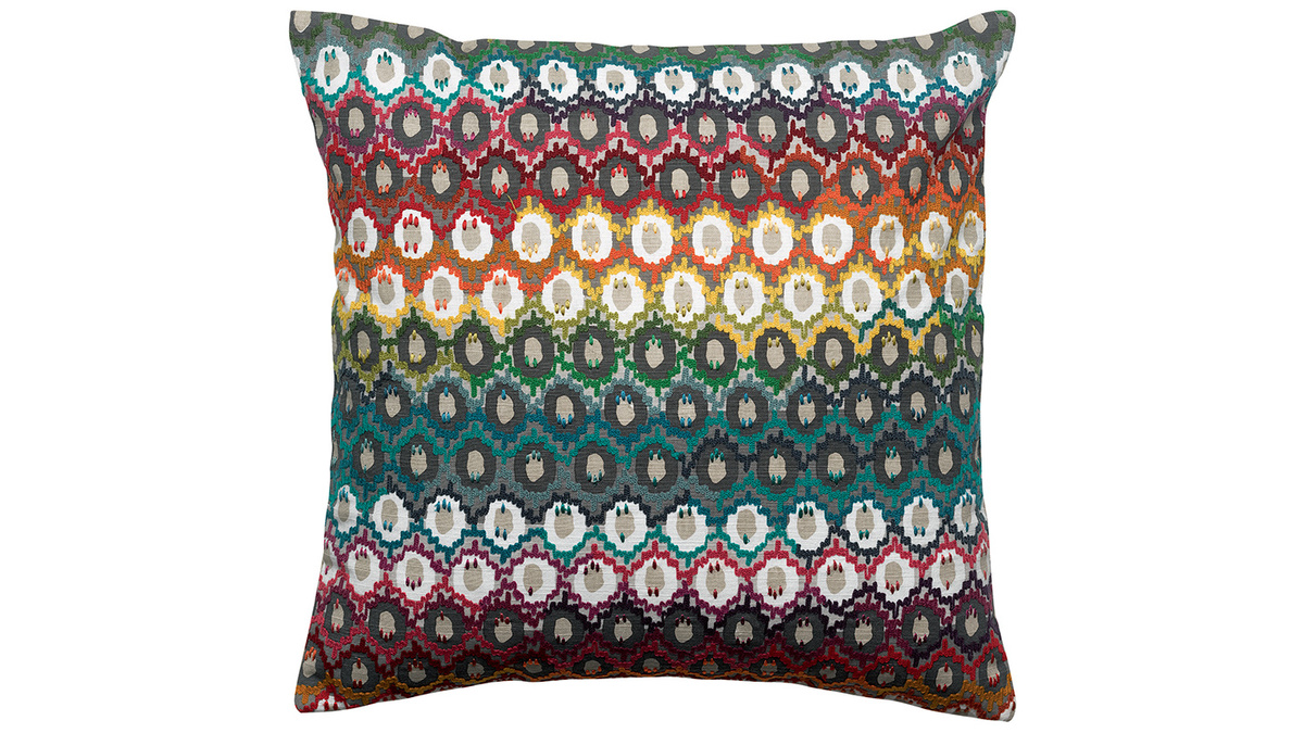 Coussin brod en coton motif multicolore 45 x 45 cm CAPRI