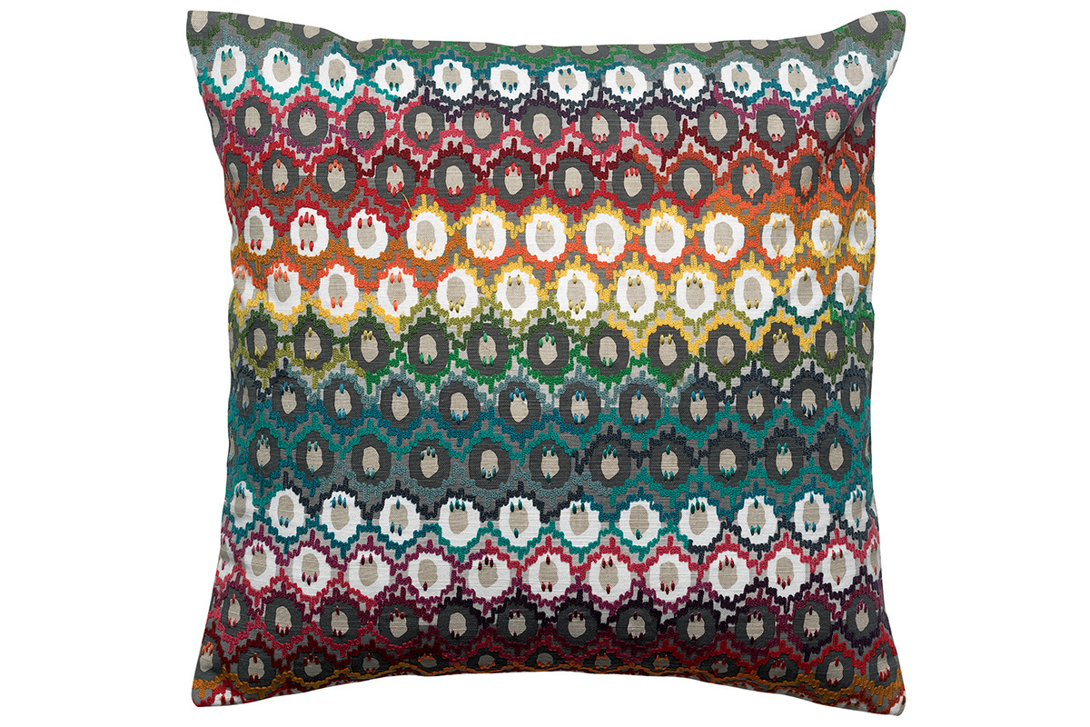 Coussin brod� en coton motif multicolore 45 x 45 cm CAPRI