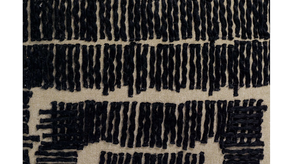 Coussin brod en coton naturel et noir 45 x 45 cm COCO
