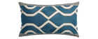 Coussin brodé ethnique bleu  30 x 50 cm YELO