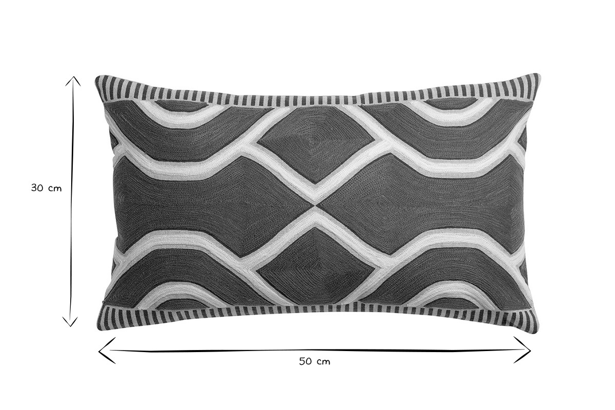 Coussin brod� ethnique bleu  30 x 50 cm YELO