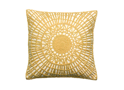Coussin brod&eacute; jaune 45 x 45 cm OLAPA