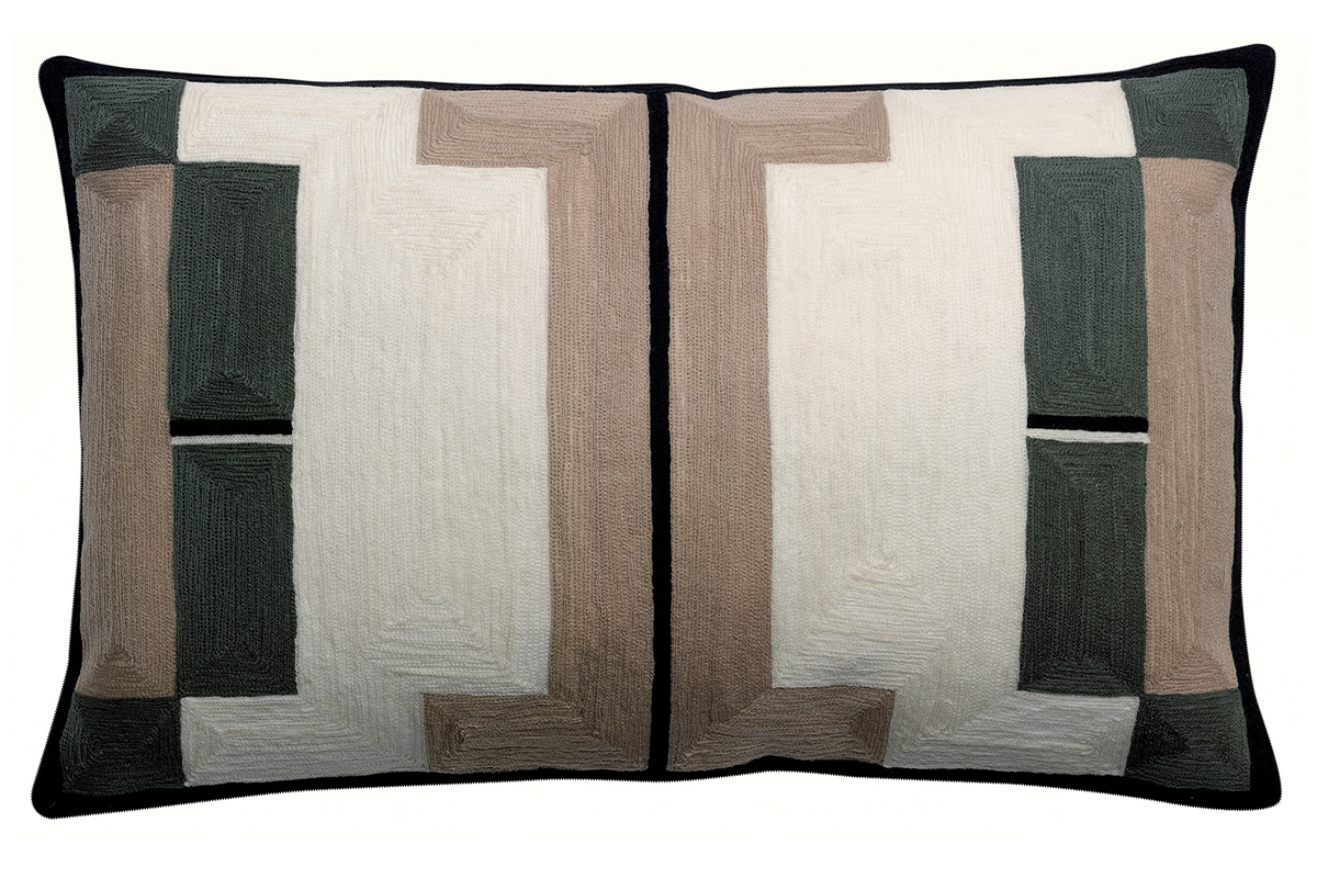 Coussin brod vert 40 x 65 cm YOGI