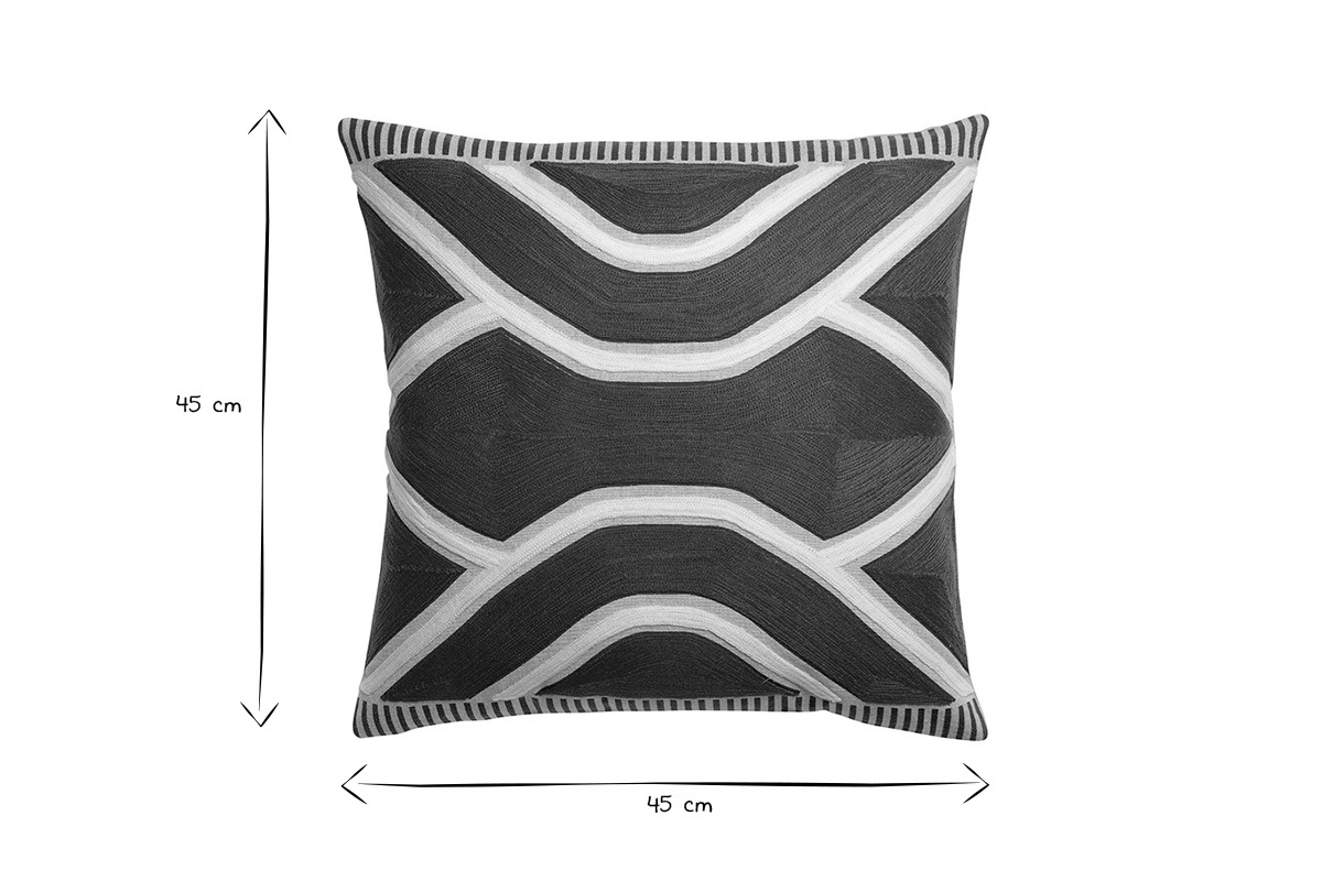 Coussin carr� d�co brod� ethnique terracotta 45 x 45 cm YELO