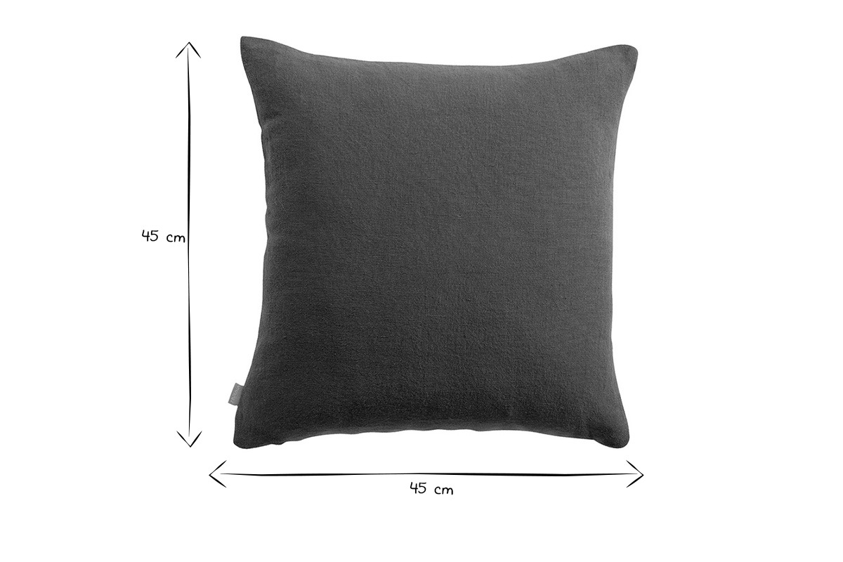 Coussin carr en lin gris fonc 45 x 45 cm LINEN