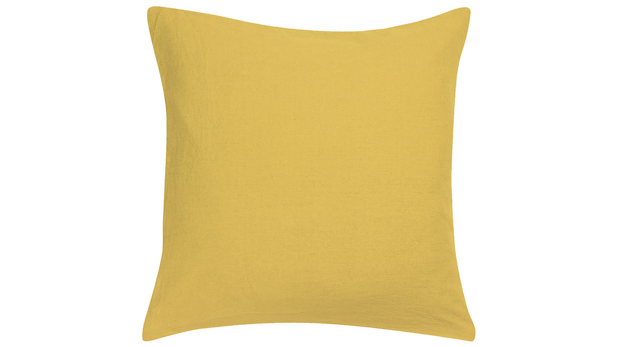 Coussin carré en lin jaune 45 x 45 cm LINEN