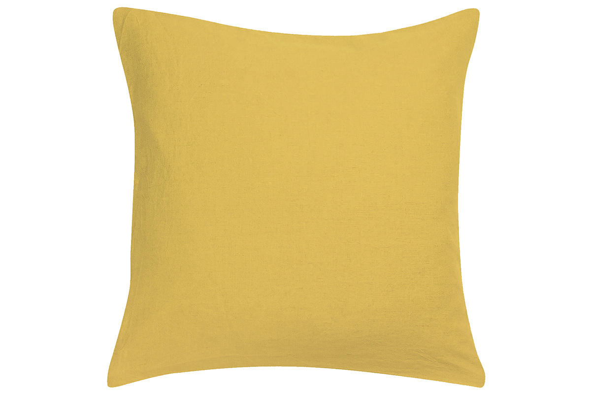 Coussin carr en lin jaune 45 x 45 cm LINEN