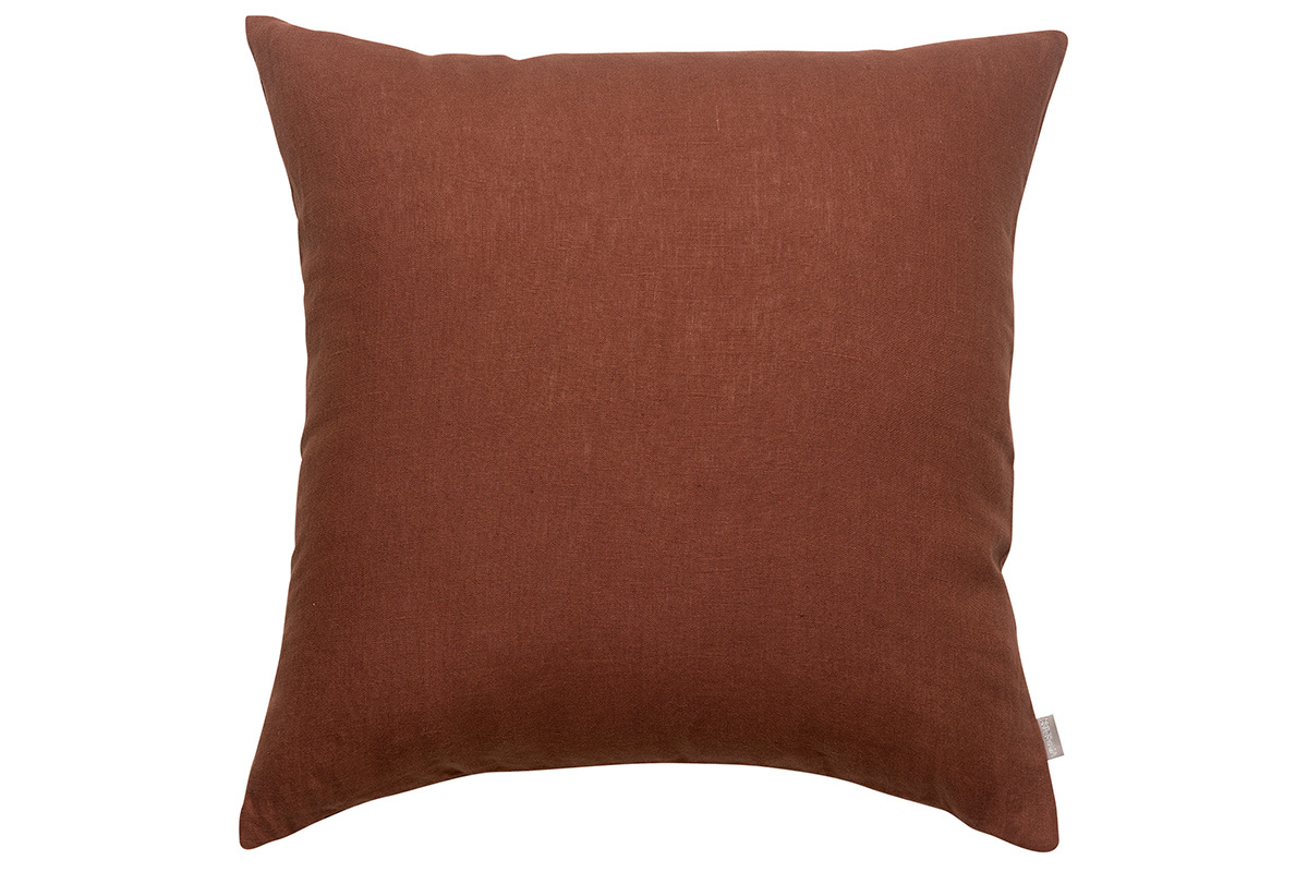 Coussin carr� en lin marron terracotta 45 x 45 cm LINEN