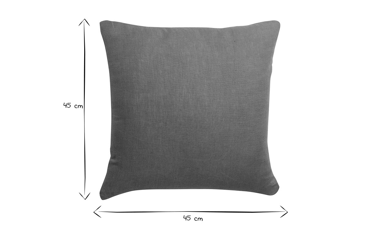 Coussin carr� en lin vert de gris 45 x 45 cm LINEN