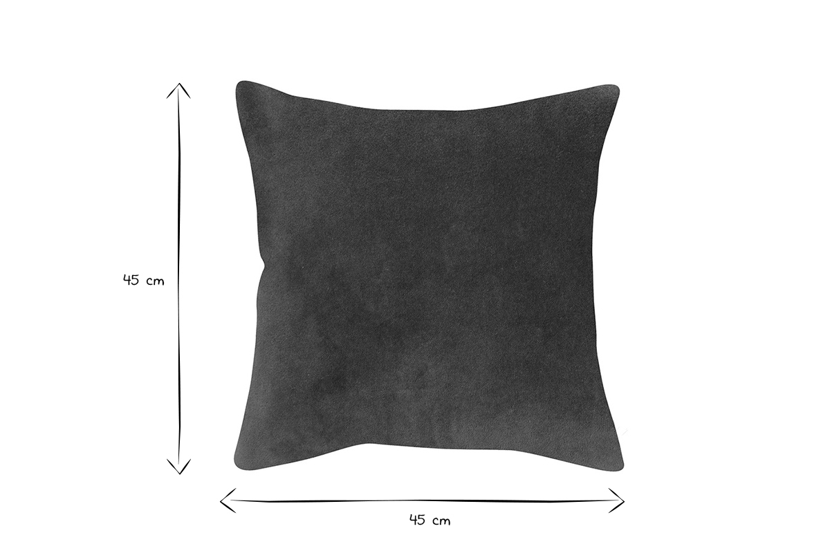 Coussin carr en tissu velours gris fonc 45 x 45 cm VELUTO