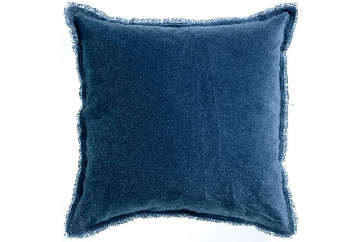 Coussin carr� en velours bleu fonc� 45 x 45 PESCA