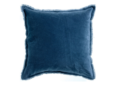 Coussin carr&eacute; en velours bleu fonc&eacute; 45 x 45 PESCA