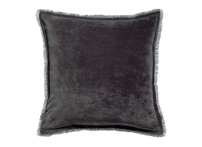 Coussin carr&eacute; en velours gris ardoise 45 x 45 PESCA