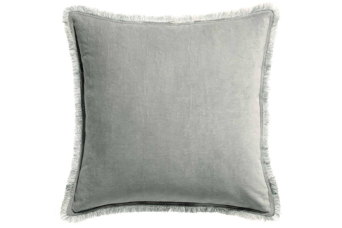 Coussin carr en velours gris perle 45 x 45 PESCA