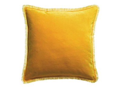 Coussin carr&eacute; en velours jaune curry 45 x 45 PESCA