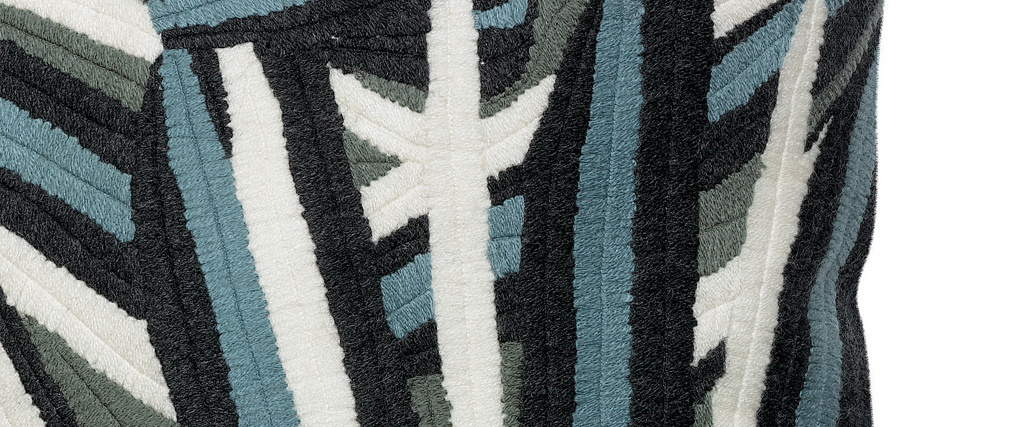 Coussin en coton à motif brodé bleu gris 45 x 45 cm ARTA