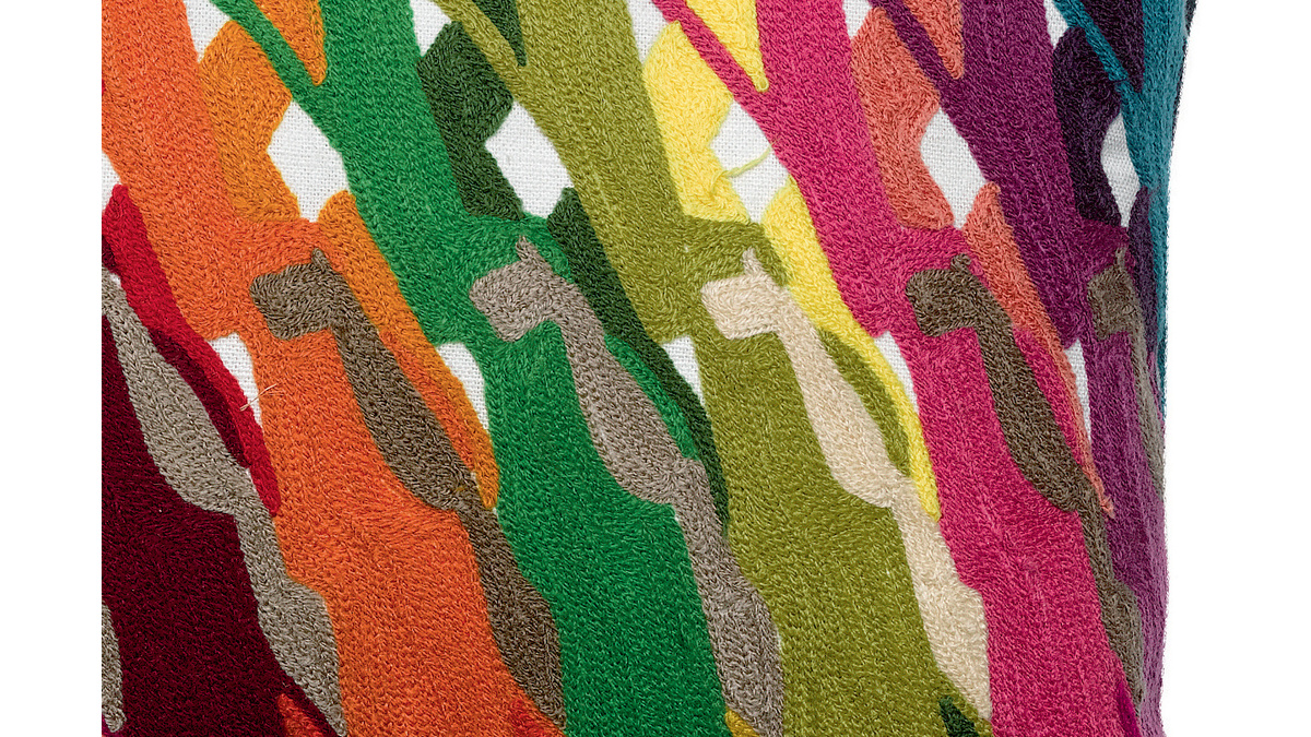 Coussin en coton brod multicolore 30 x 50 cm ZABA
