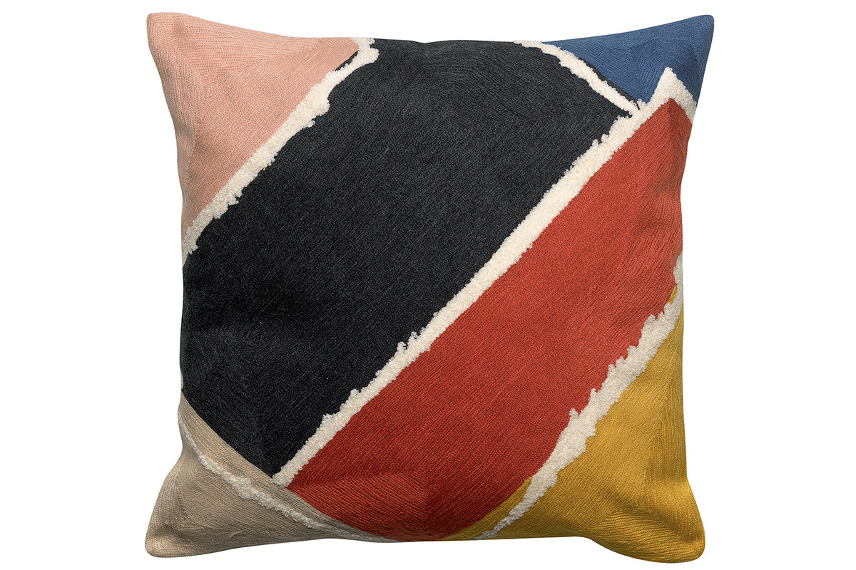 Coussin en coton brod� multicolore 45 x 45 cm NABAI
