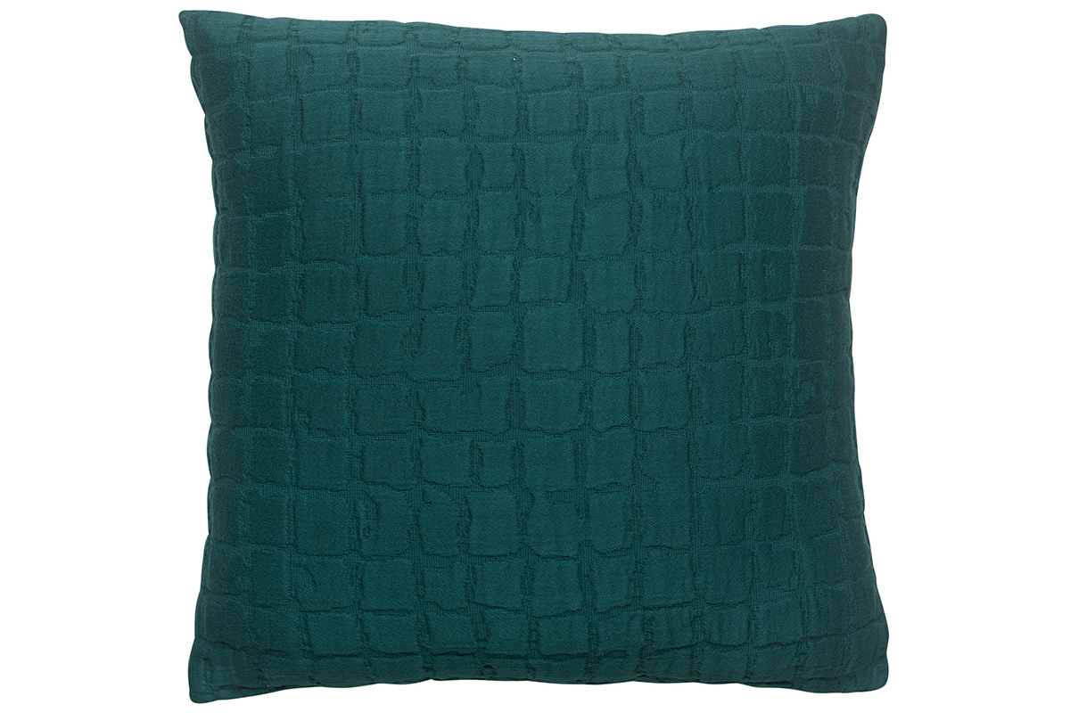 Coussin en coton effet gaufr bleu ptrole 45 x 45 cm WAFLE